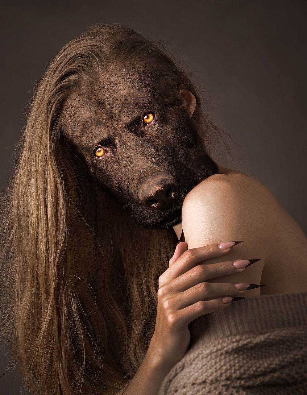 portrait woman dog free photo