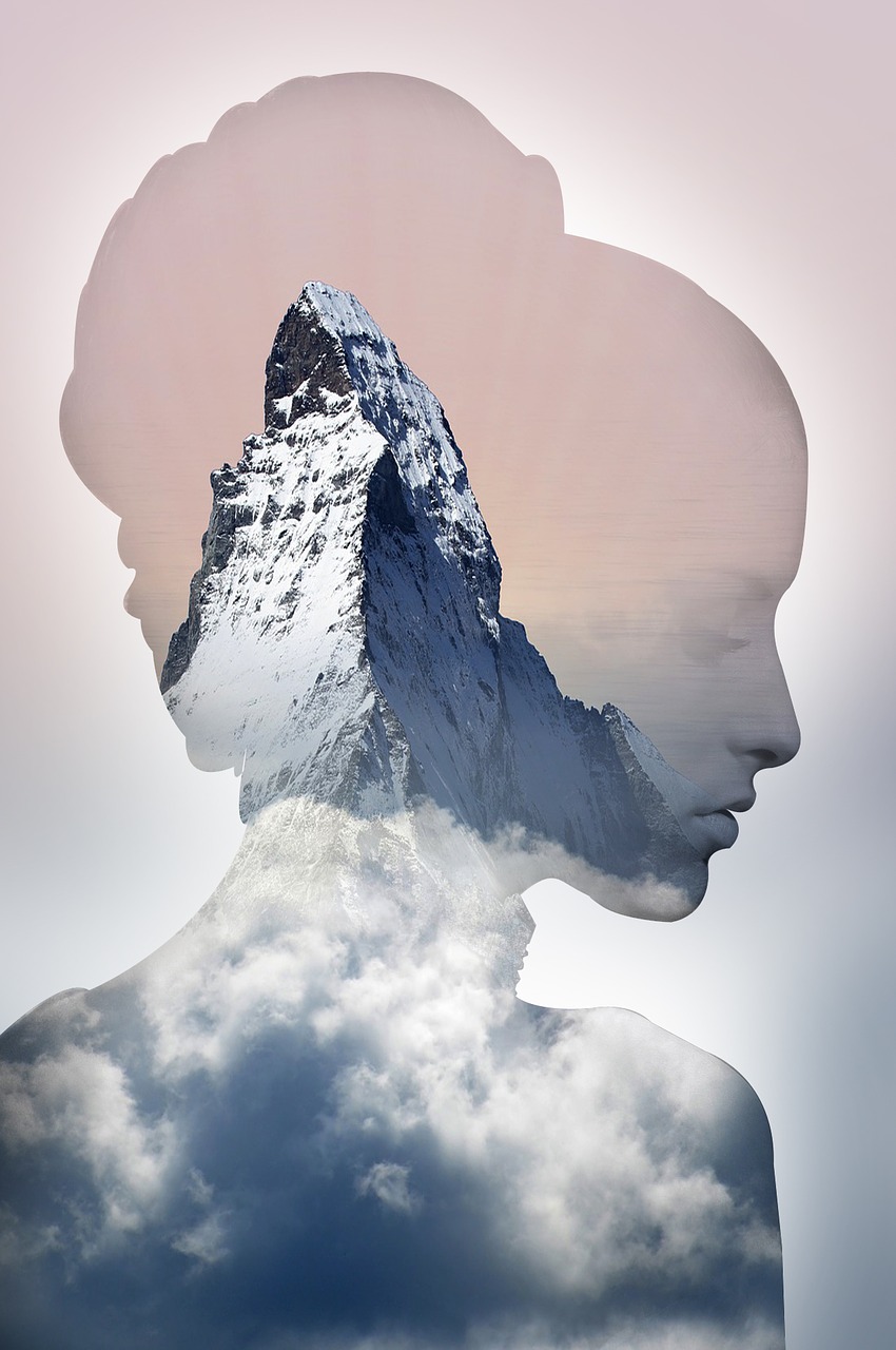 portrait double exposure mountain free photo