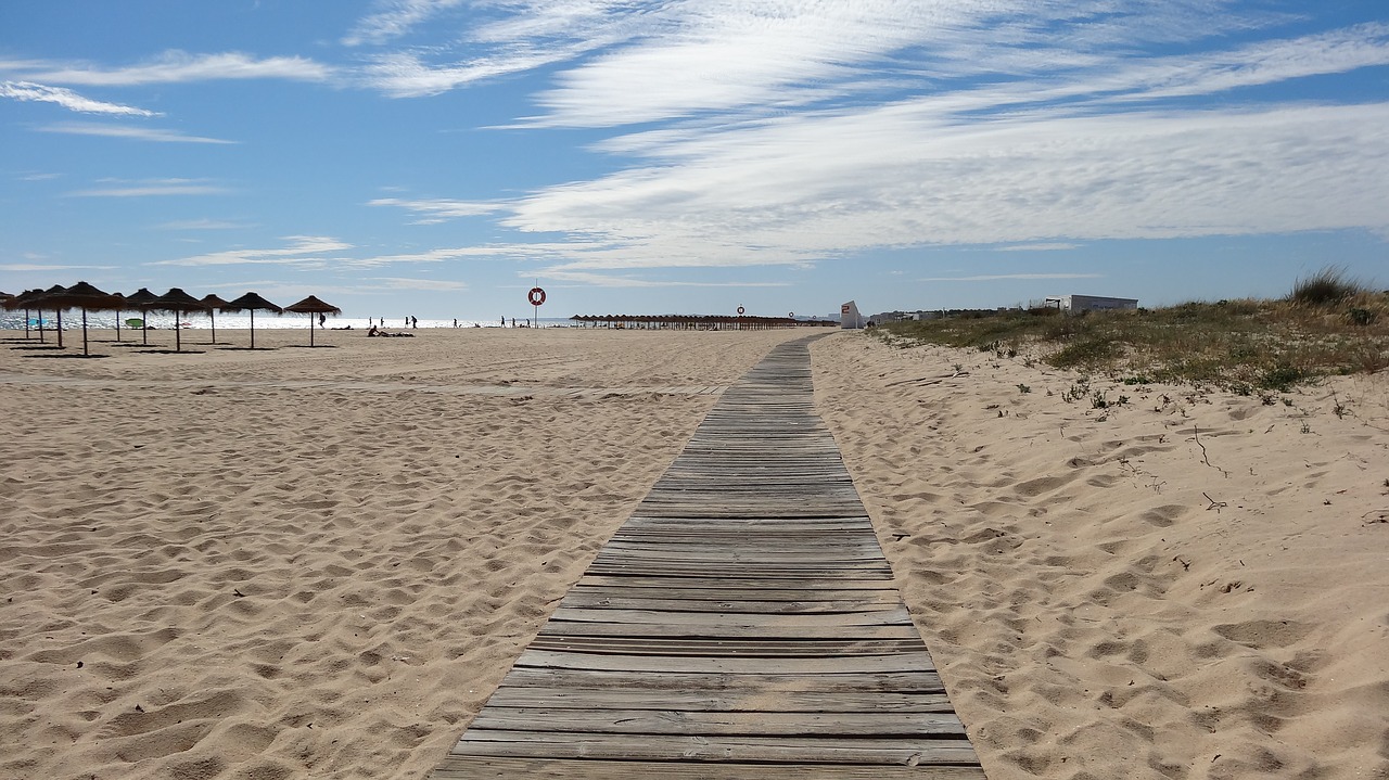 portugal beach wooden track free photo