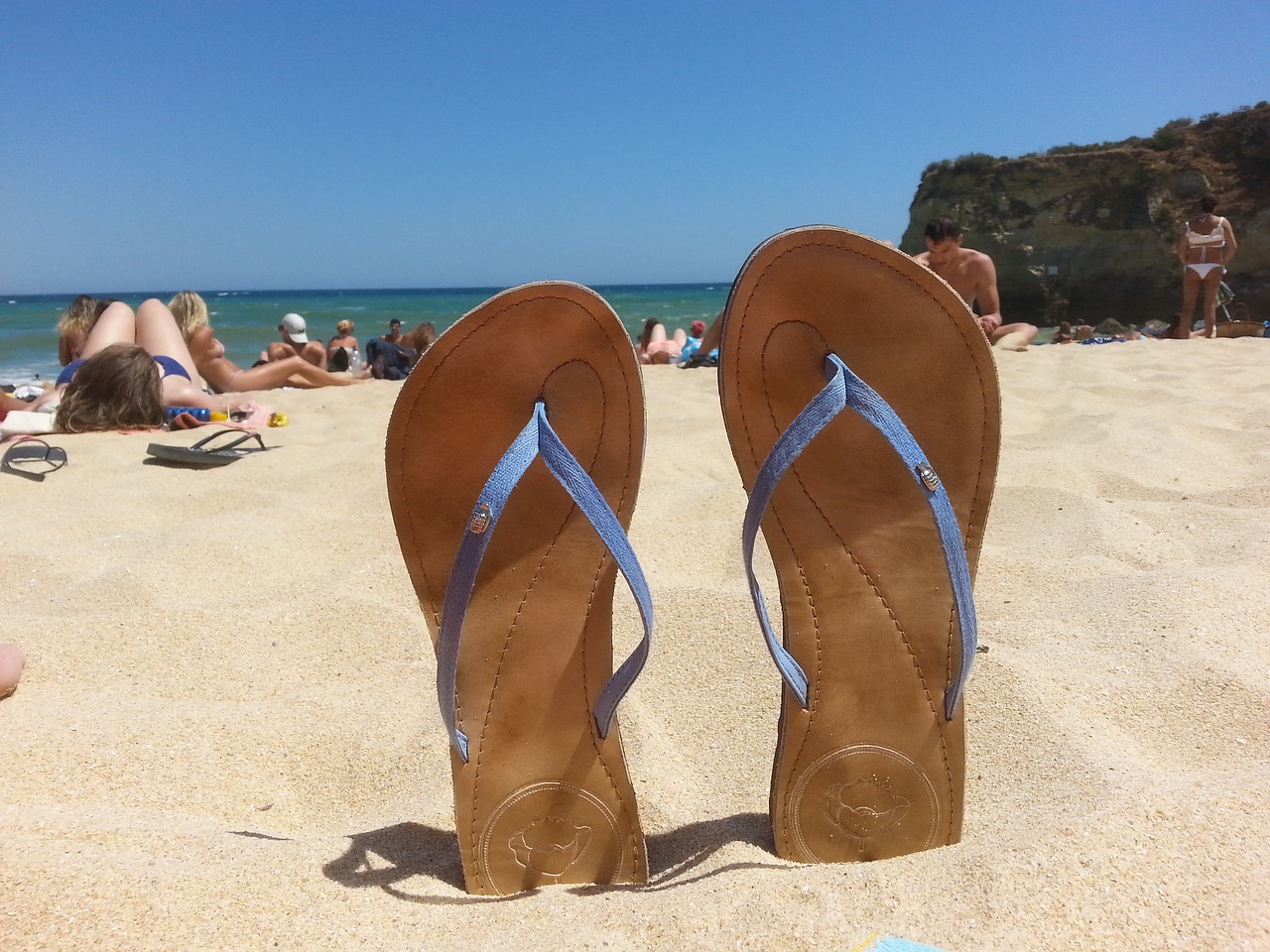 portugal beach flip flops free photo