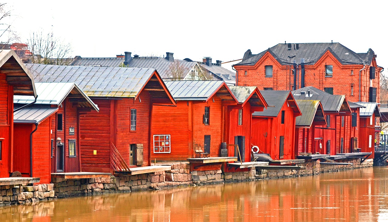 porvoo finland wooden houses free photo