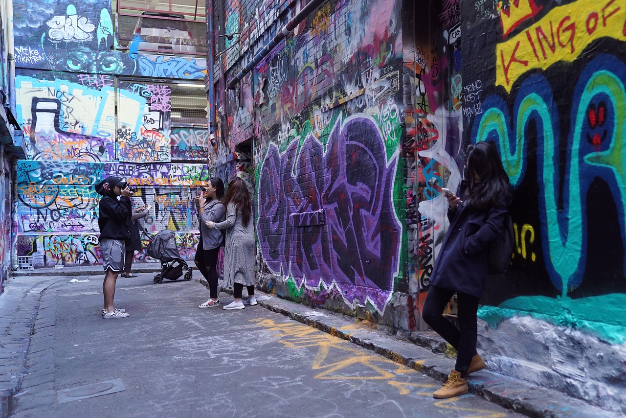 posing hosier lane street art free photo