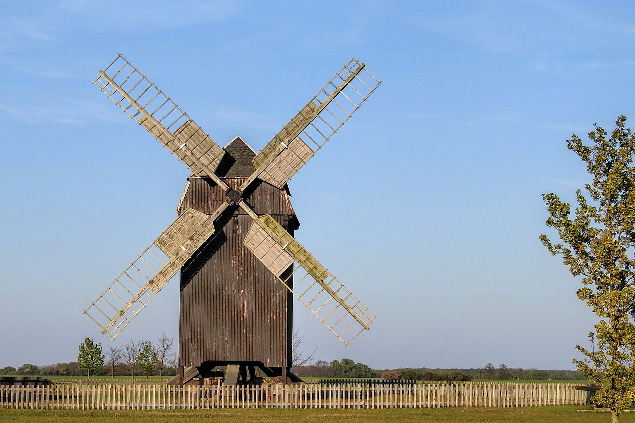 post mill windmill sky free photo
