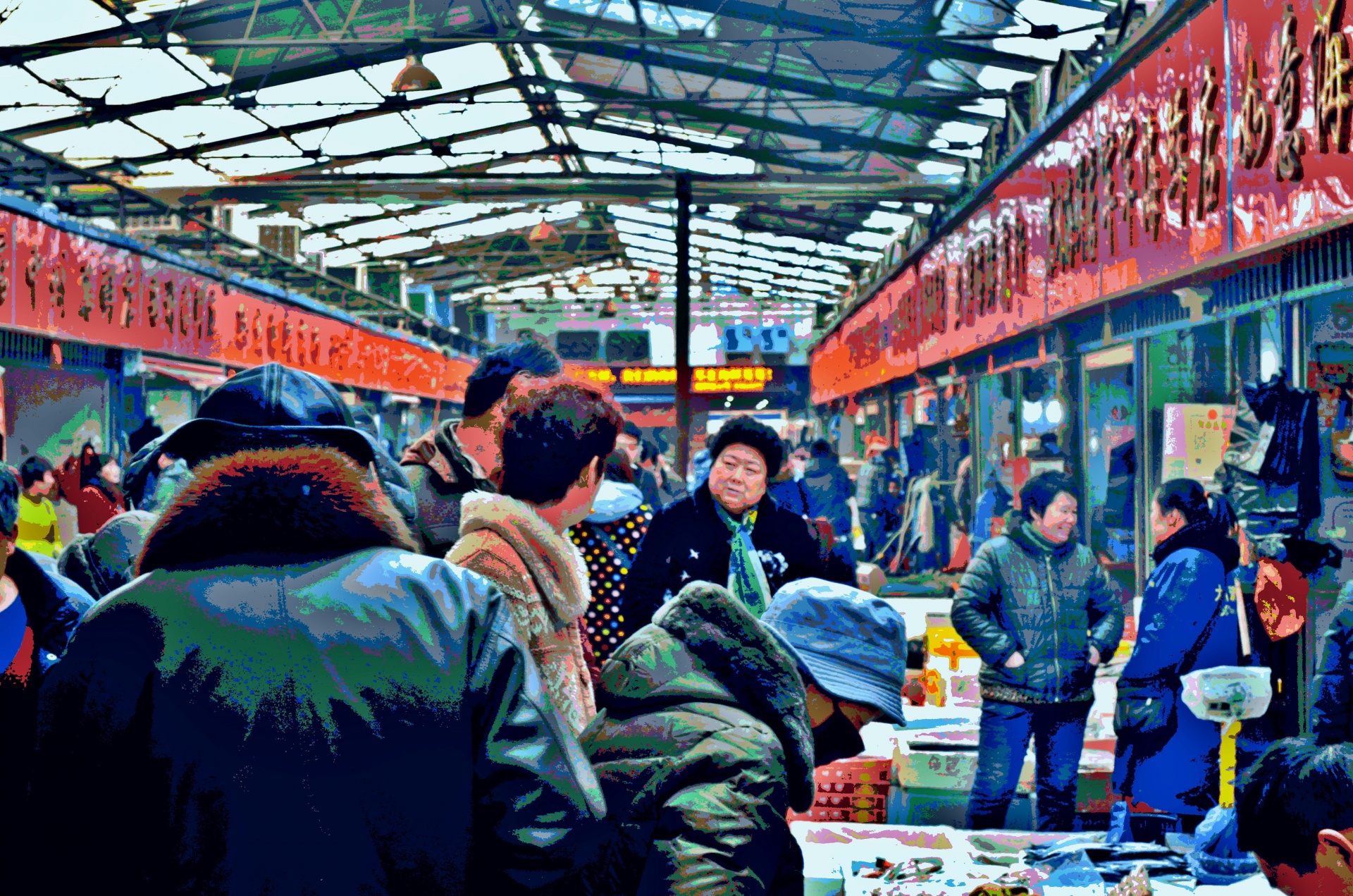 people market posterization free photo