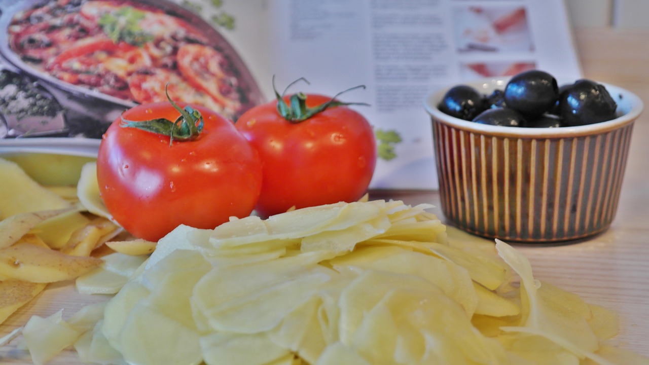 potato tomatoes olives eat free photo