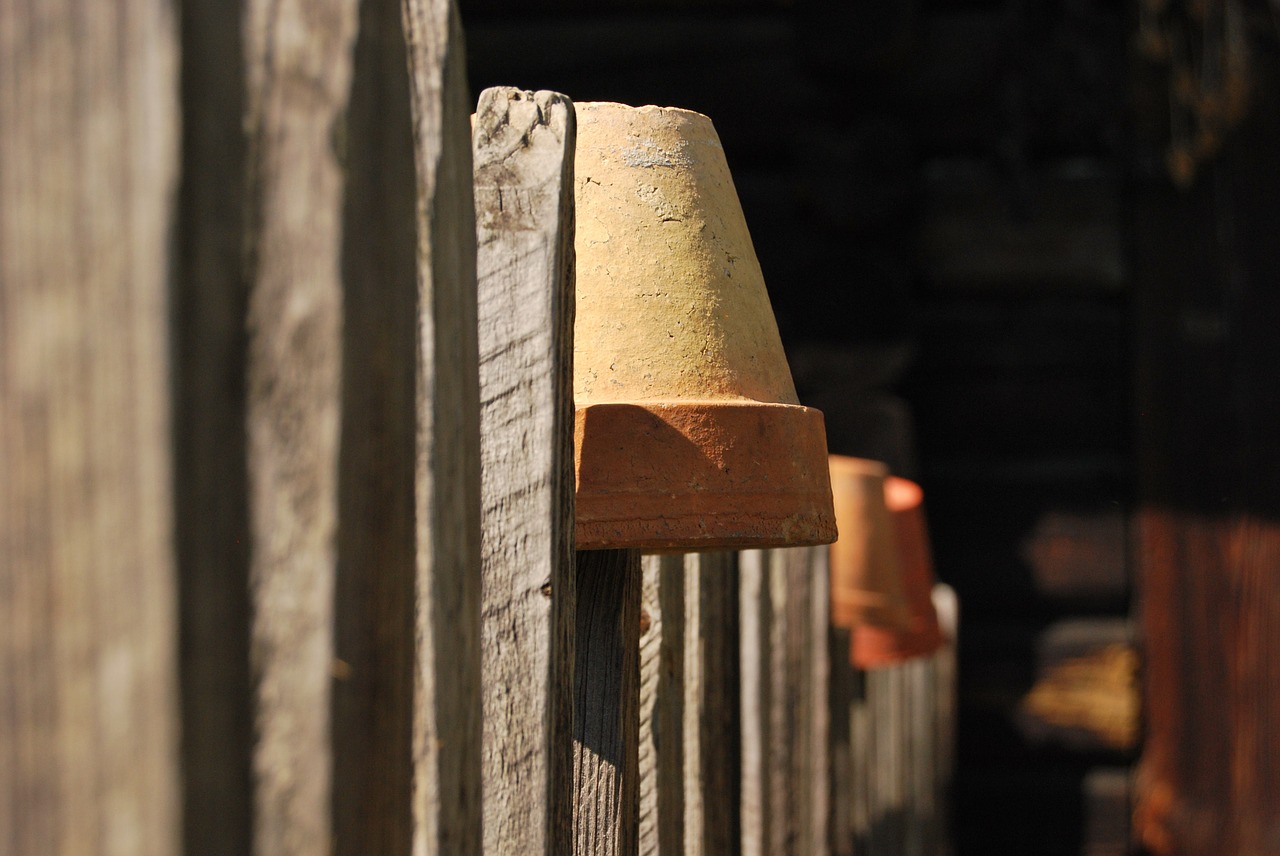 pots the fence wooden free photo