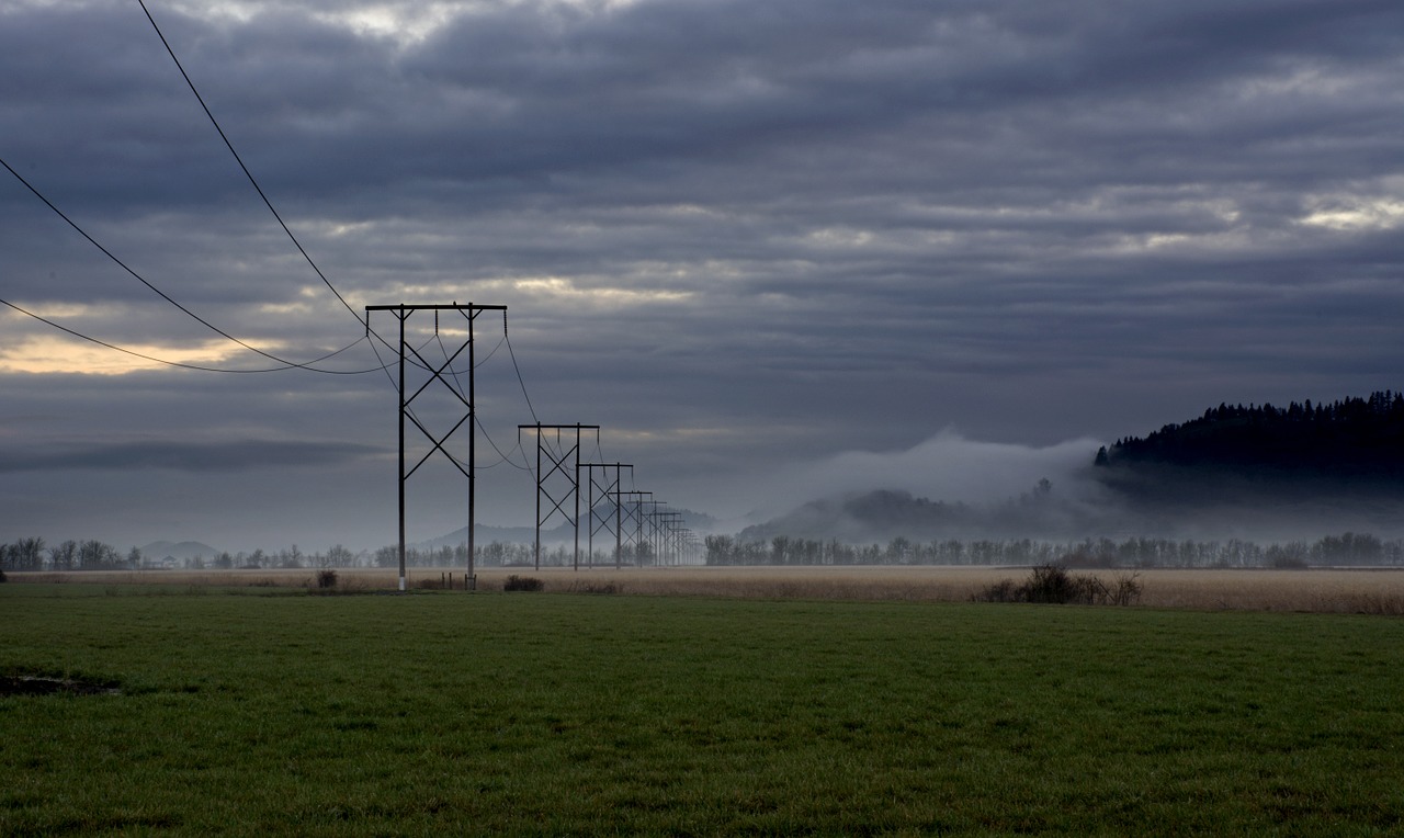 power wires morning free photo