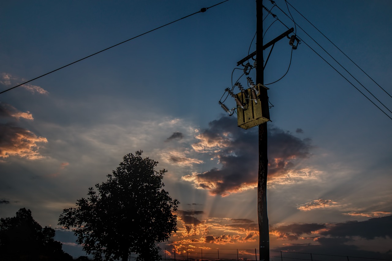 power line electricity transformer sunset free photo