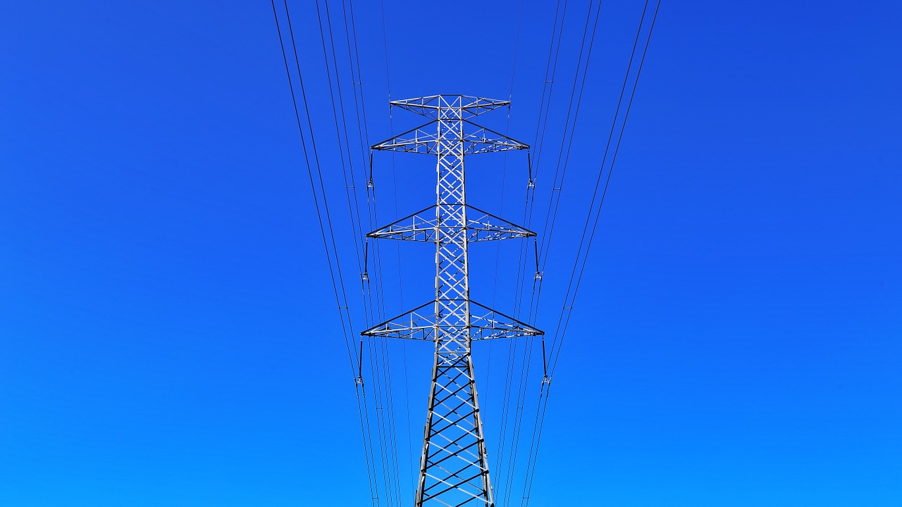 power lines power pole steel structure free photo