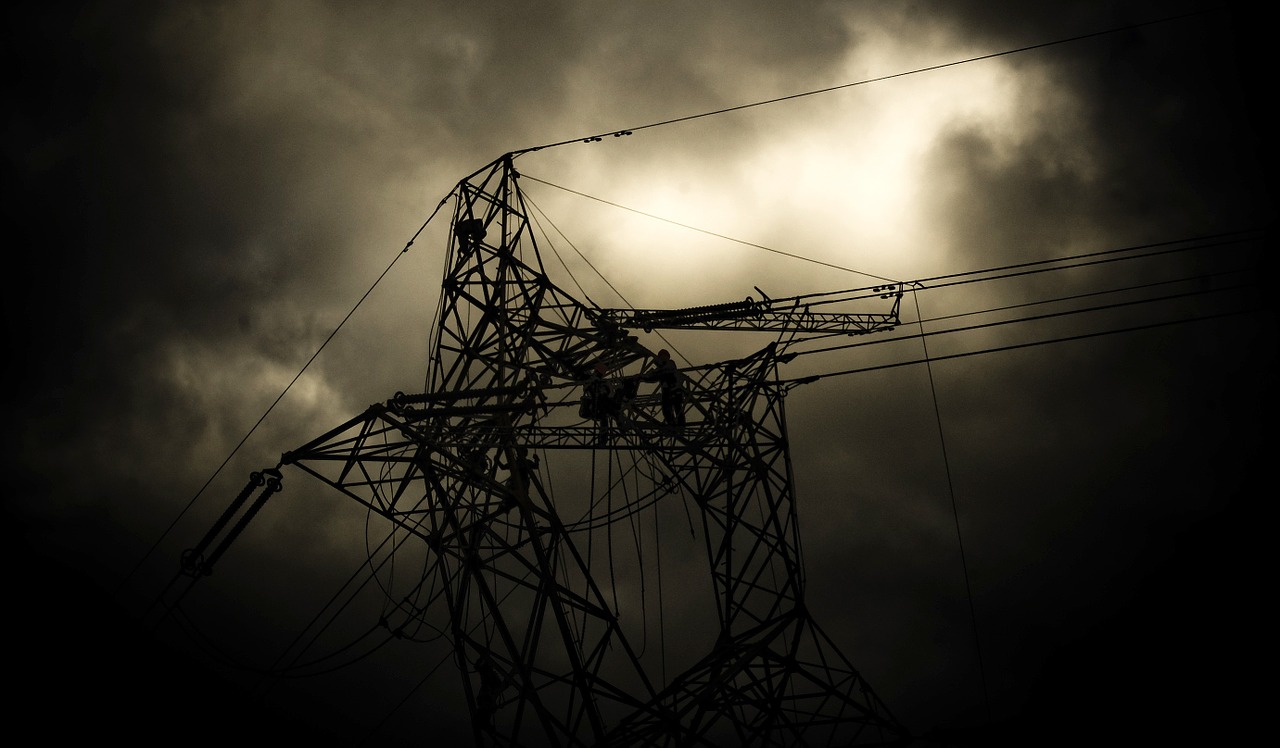 power lines storm work free photo