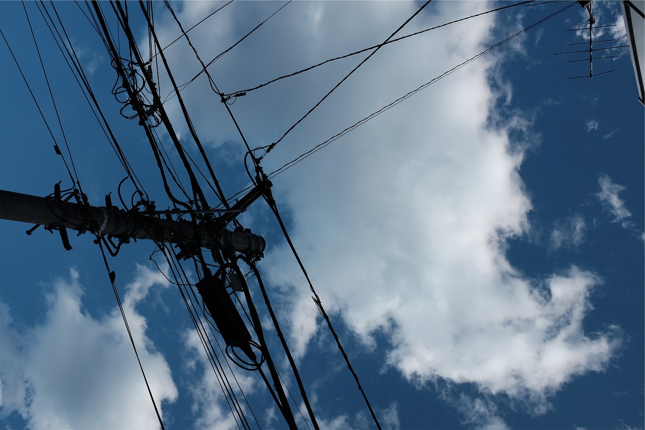 power lines blue sky free photo