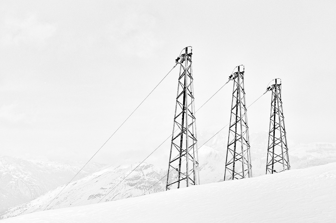 power lines mountains sky free photo