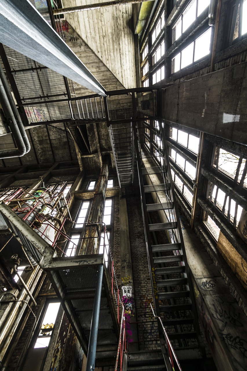 power plant stairs metal free photo