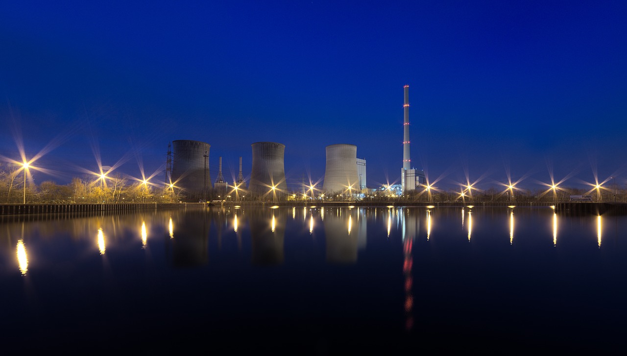 power plant night energy free photo