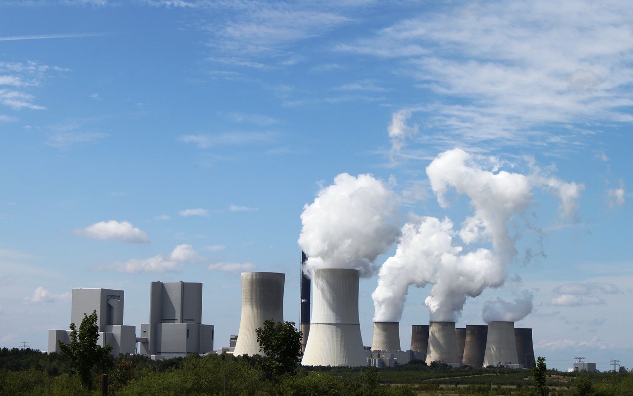 power plant water tower environment free photo