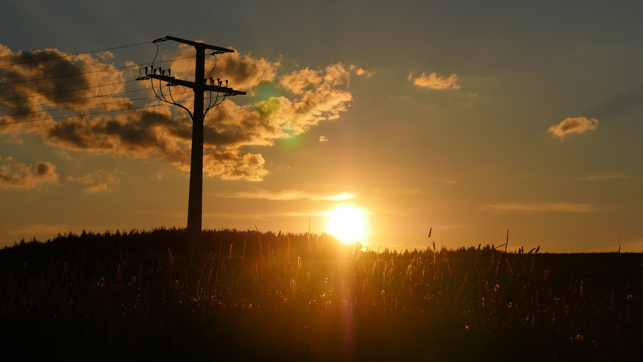 power poles  evening  current free photo