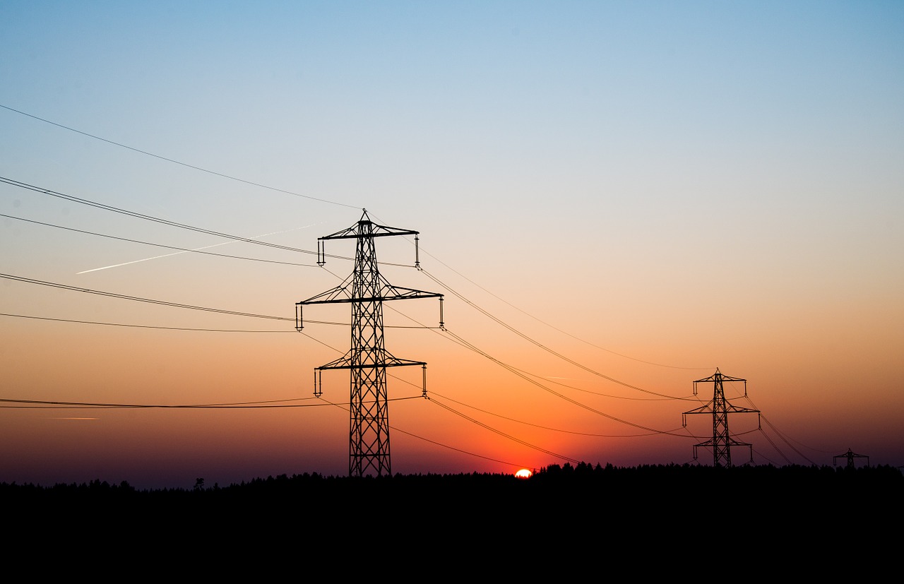power poles sunset landscape free photo