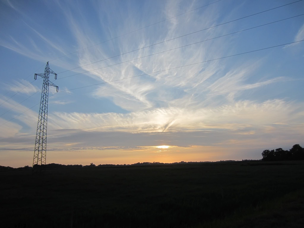 power poles sunset cloud mood free photo