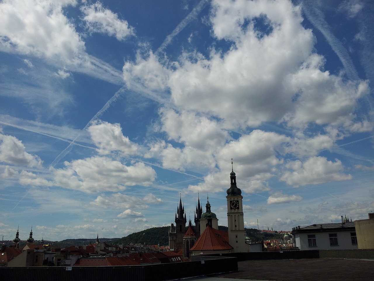 prague summer noon clouds free photo