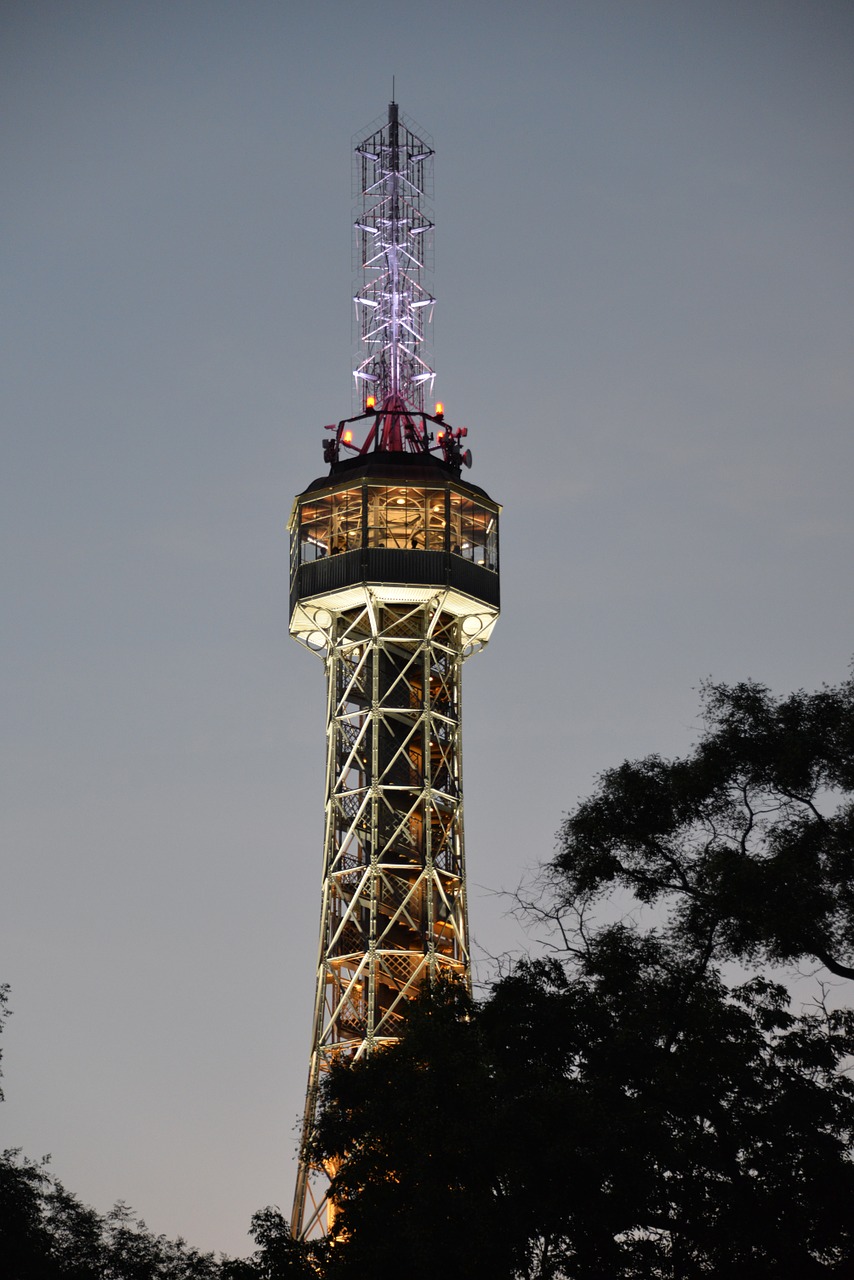 prague observation tower evening free photo