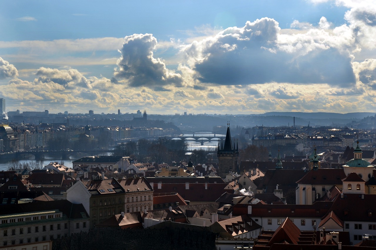 prague city clouds free photo