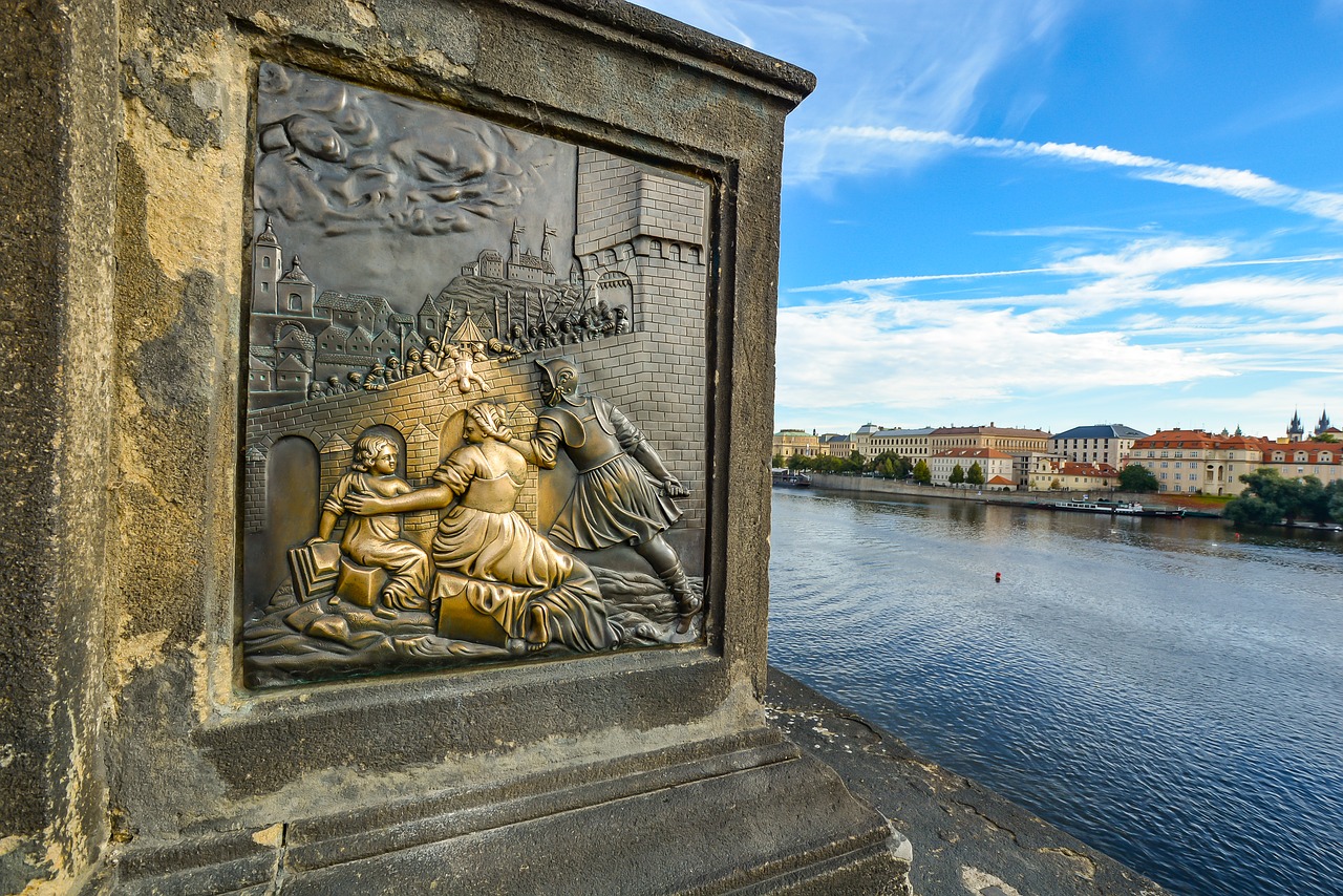 prague statue river free photo