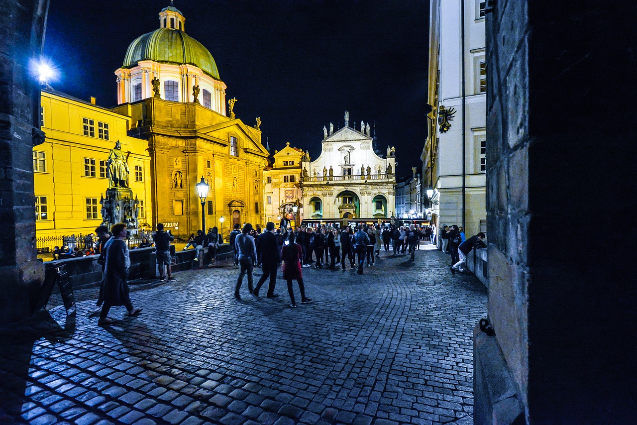 prague dome night free photo