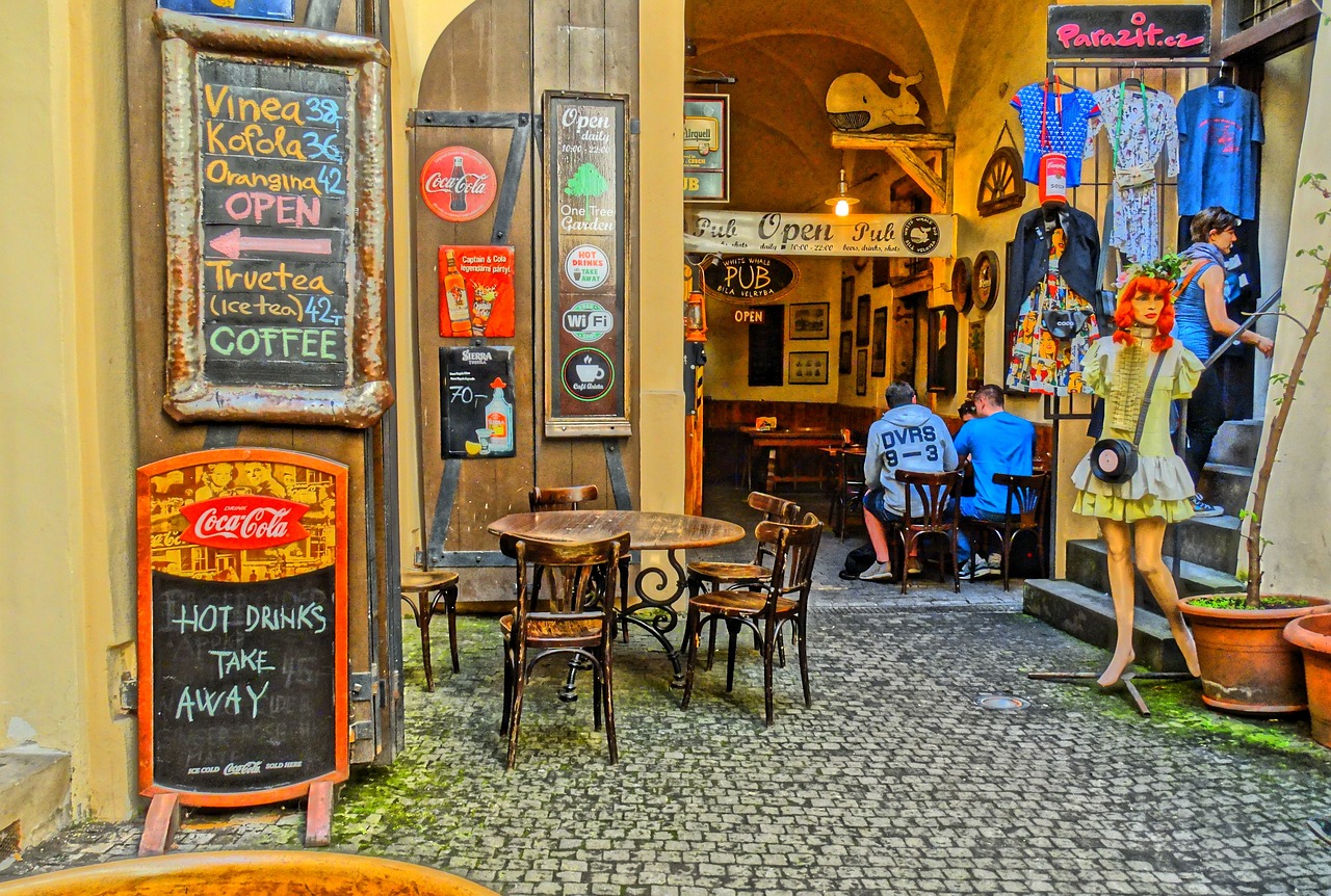 prague cafe downtown free photo