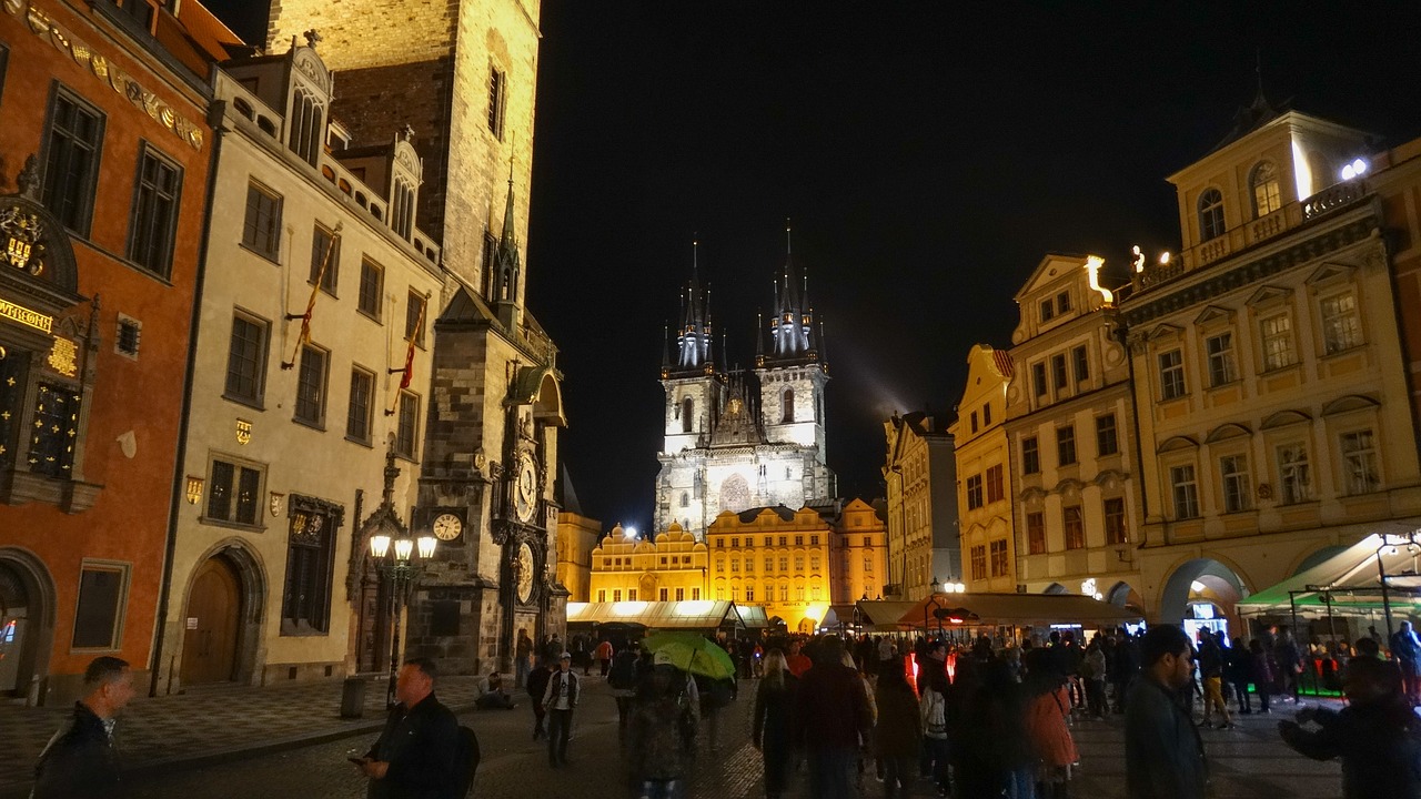 prague night old city free photo