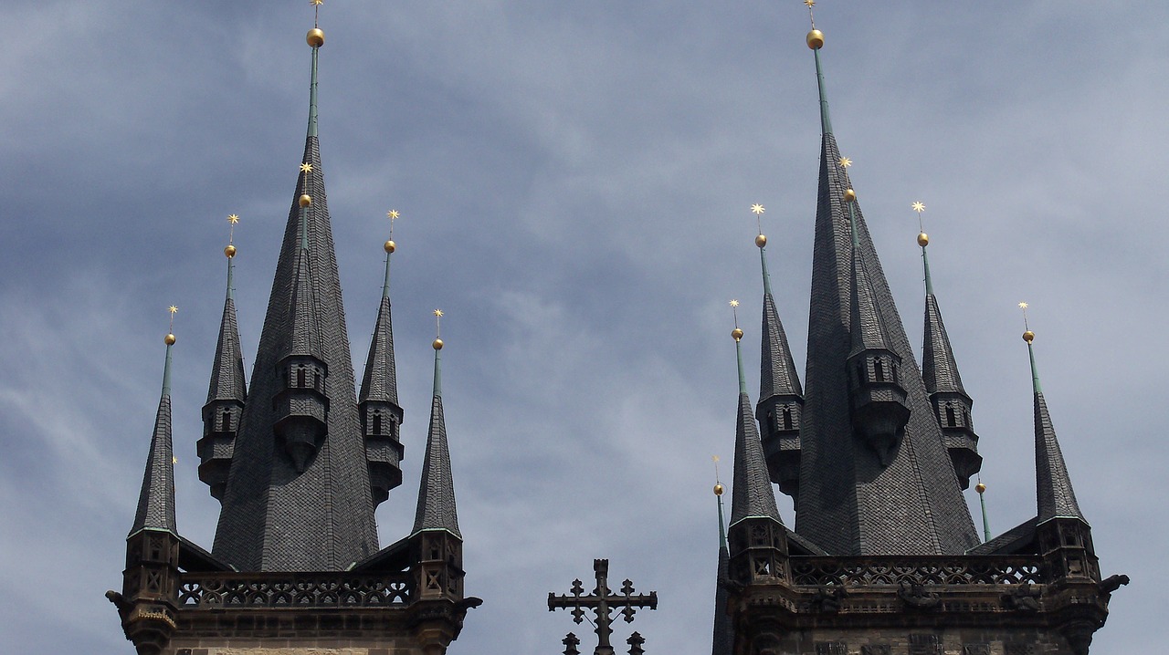 prague church spires free photo