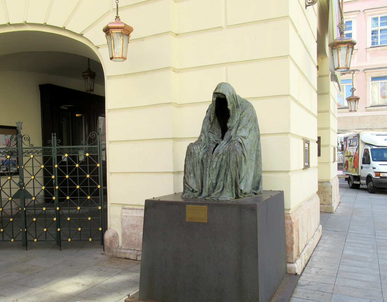 prague theatre statue free photo