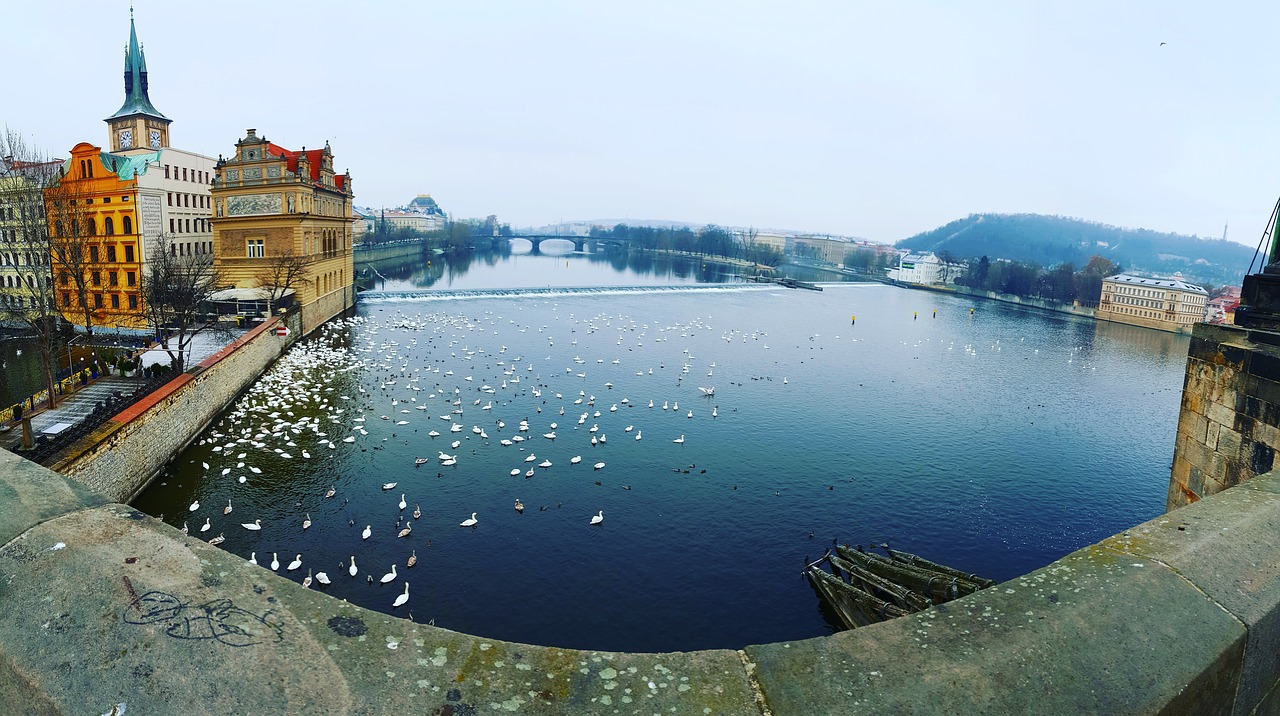 prague river bridge free photo