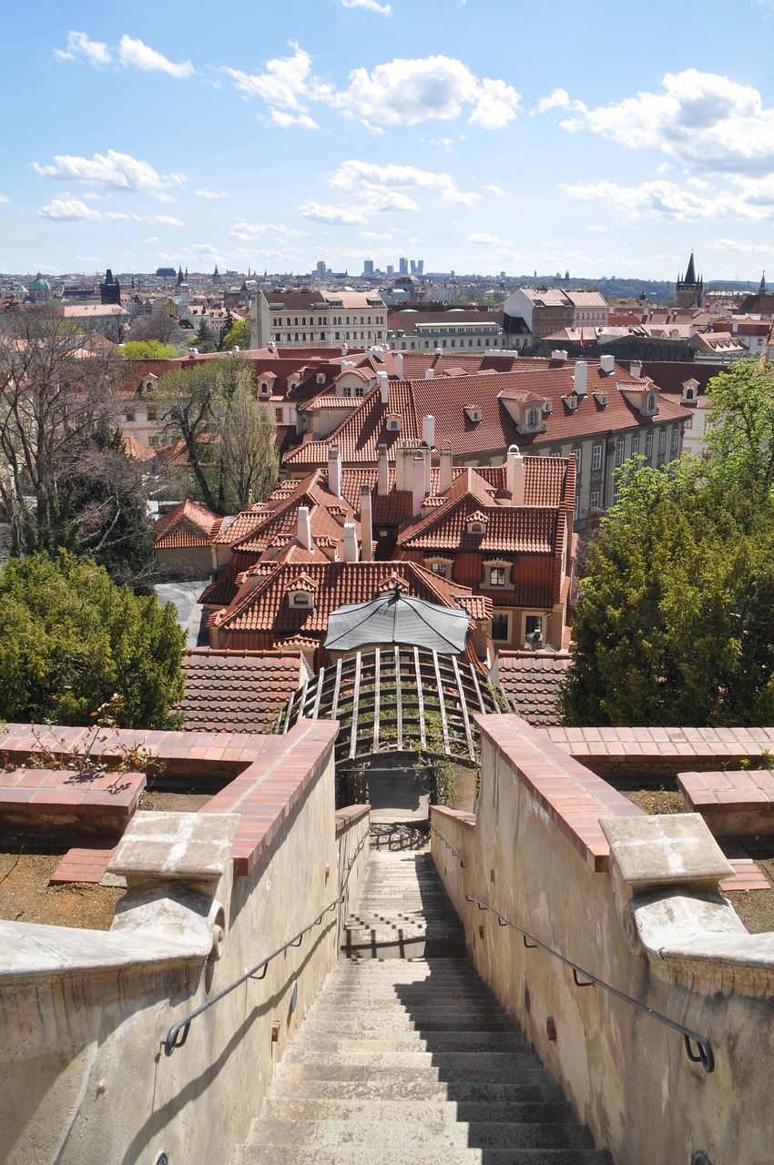 prague  gardens under the castle  roofs free photo