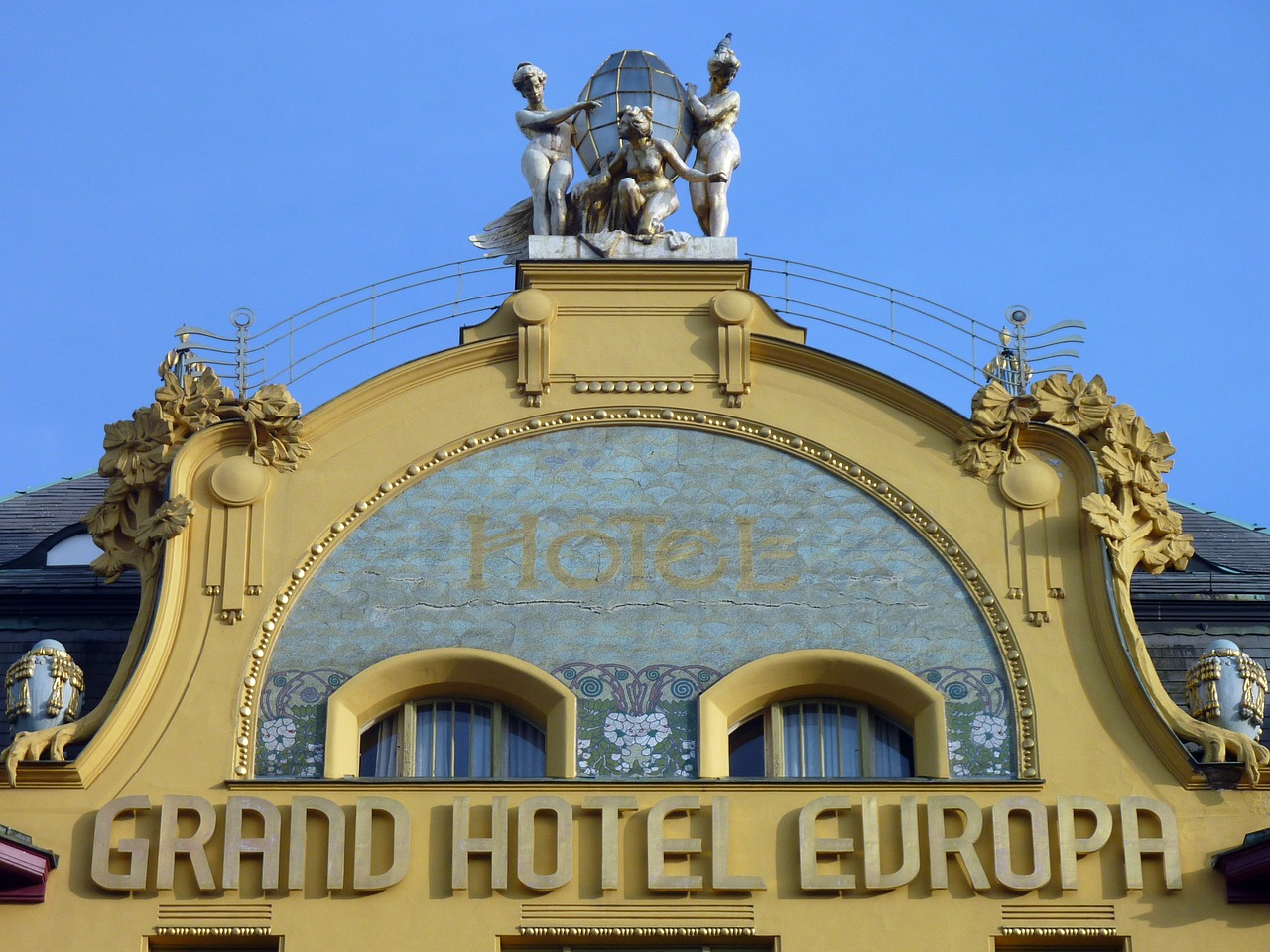 prague grand hotel europe building free photo