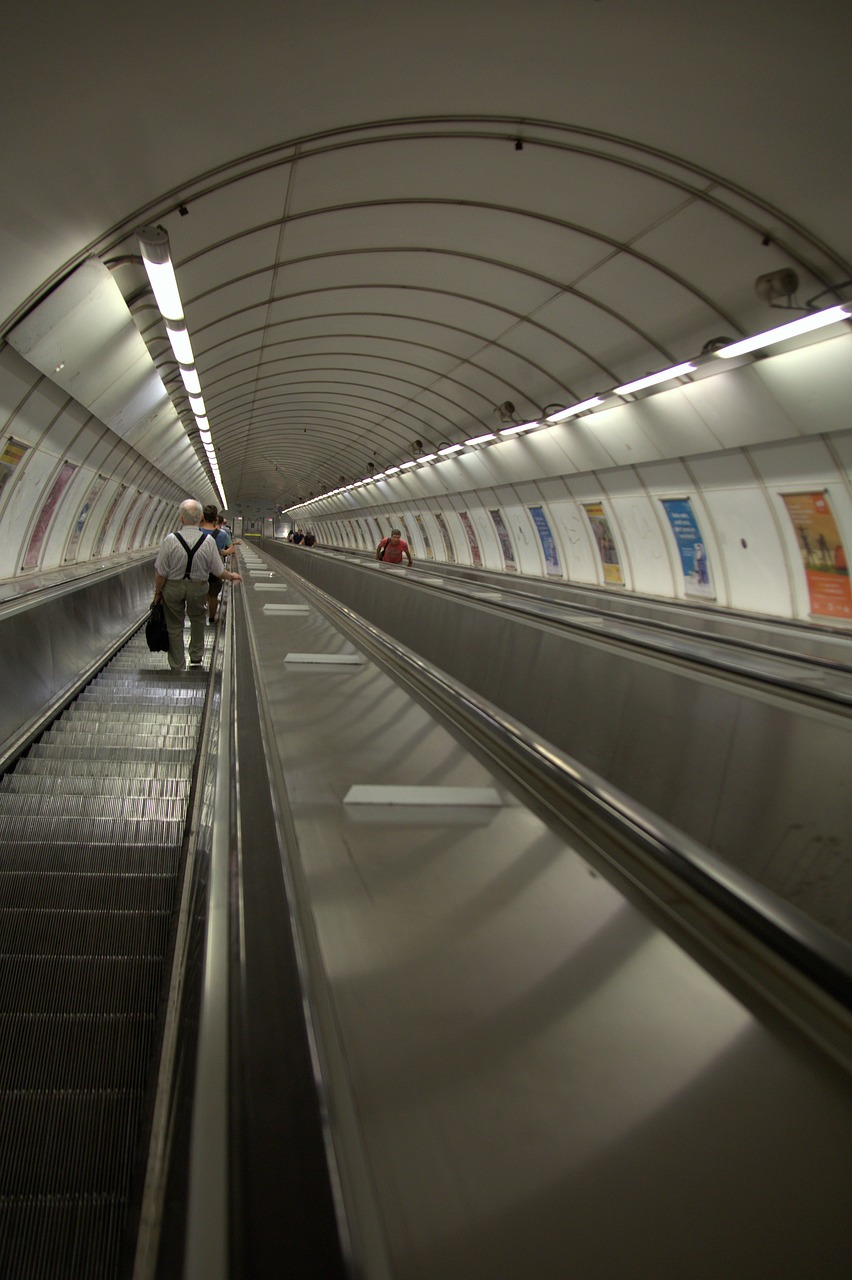 prague  metro  escalator free photo