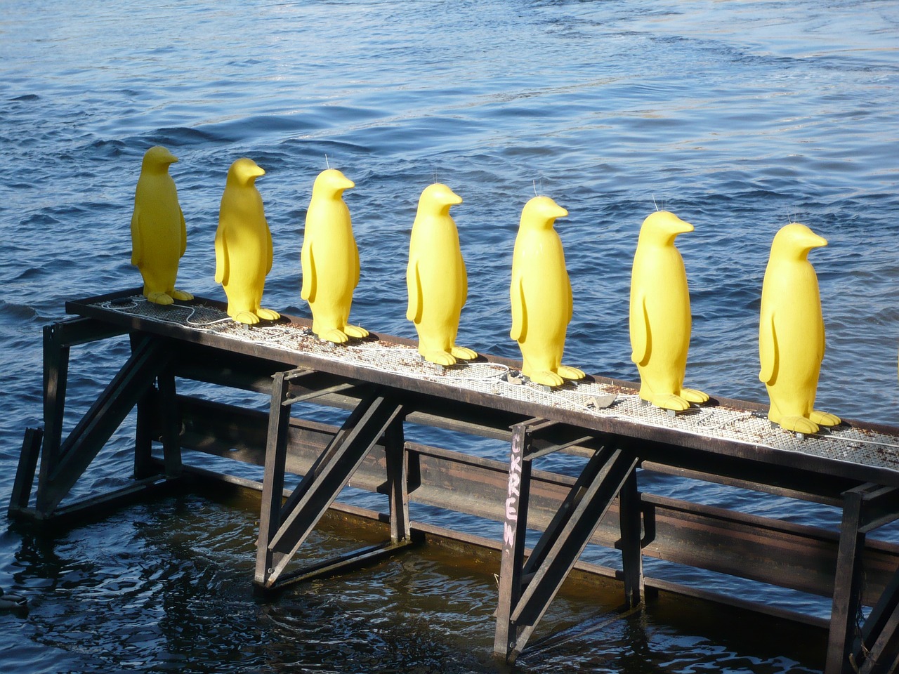 prague penguins sculpture free photo