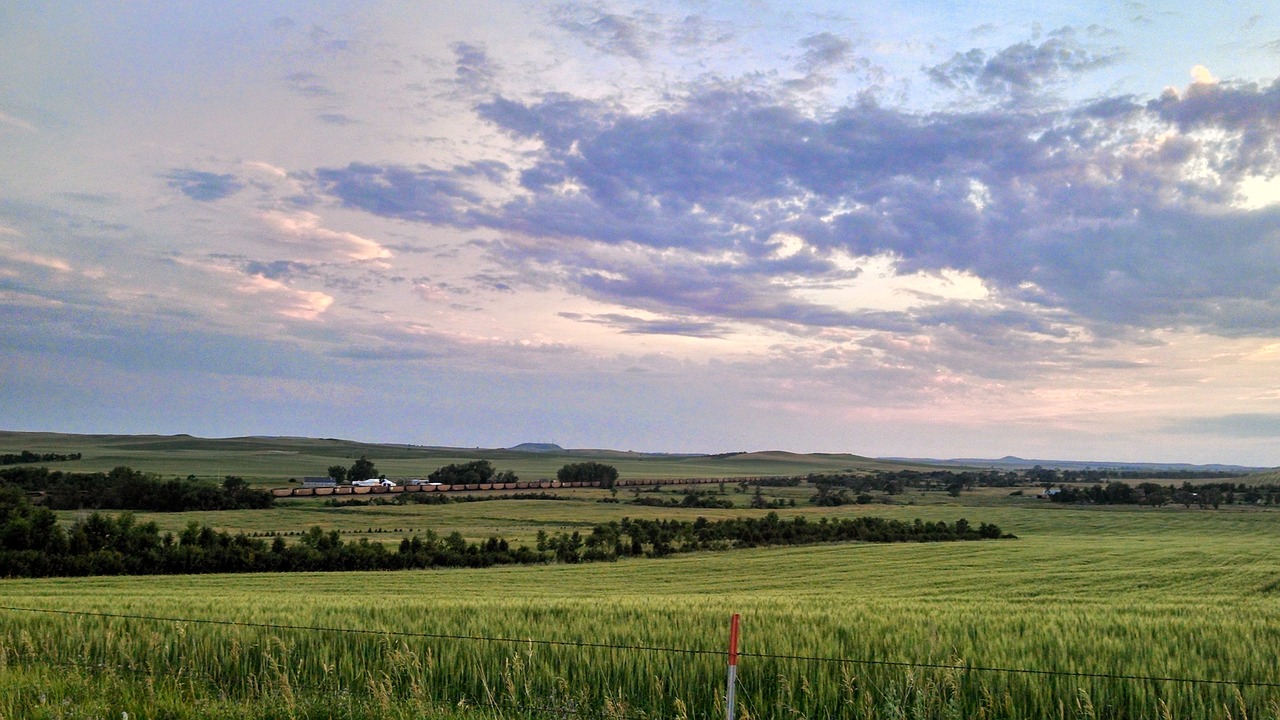 prairie clouds fields free photo