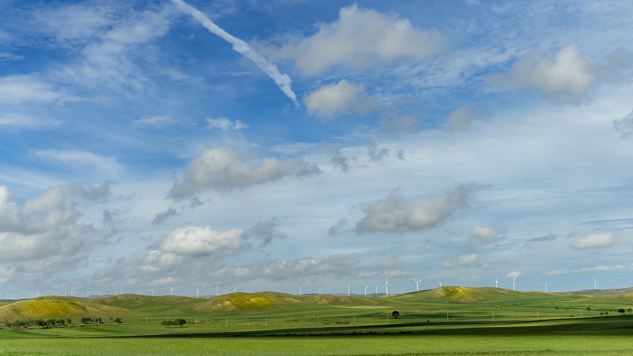 prairie  blue sky and white clouds  weather free photo