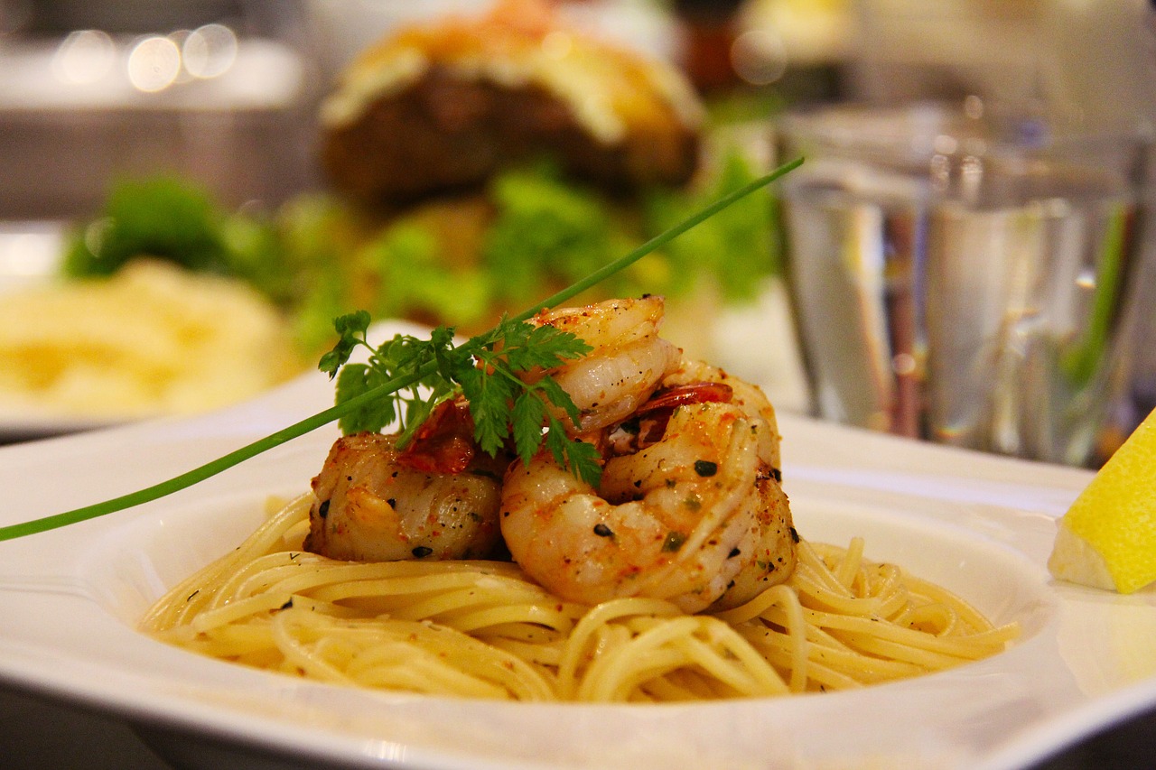 prawn pasta food free photo