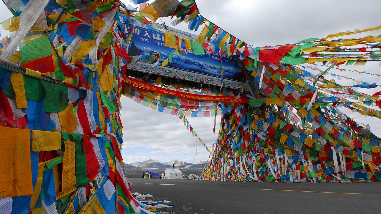 prayer flag tibet mountains free photo