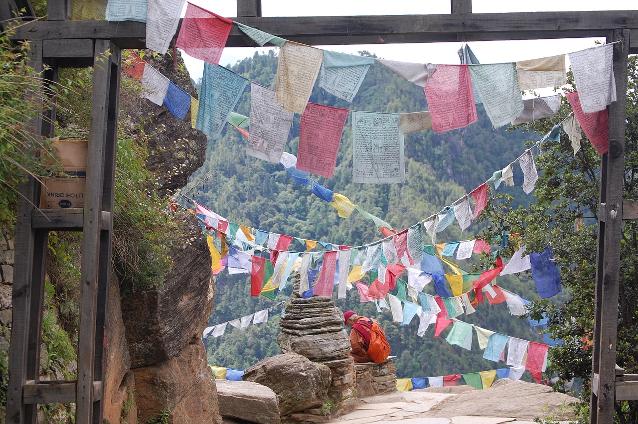 prayer flags  bhutan  buddhism free photo