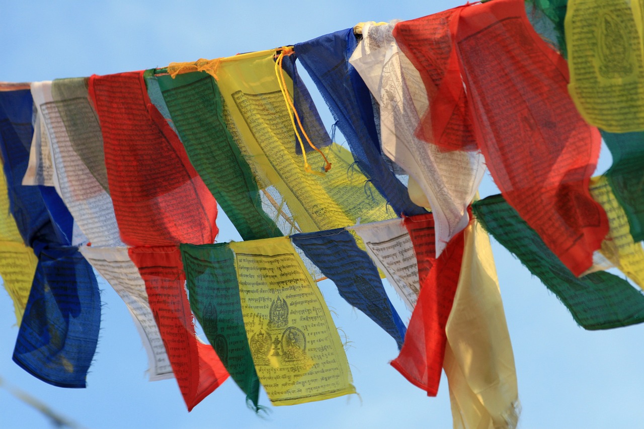 prayer flags buddhism nepal free photo