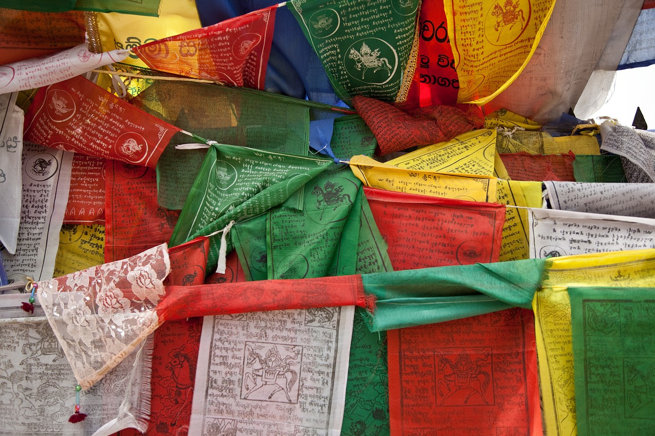prayer flags colorful buddhism free photo