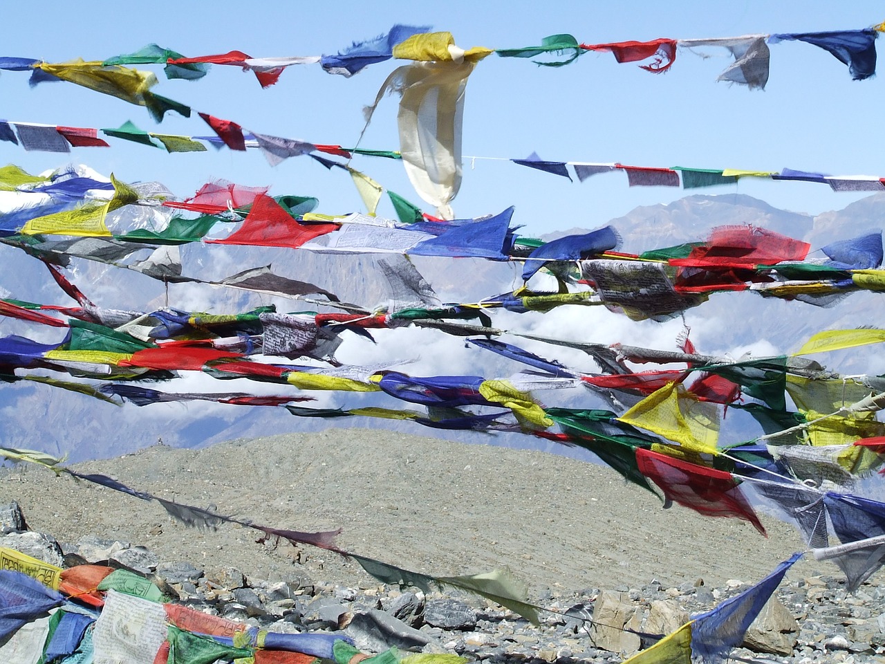 prayer flags himalayan nepal free photo