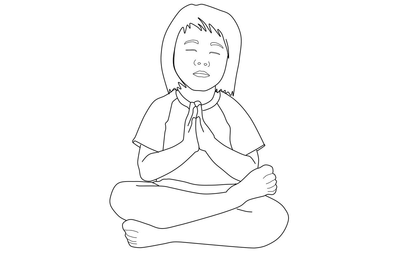 praying boy coloring page religious free photo