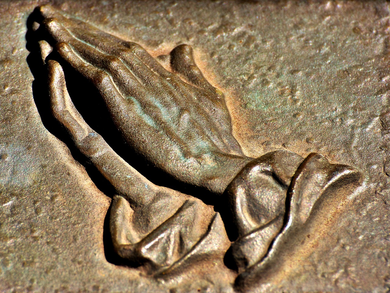 praying hands metallic religious free photo