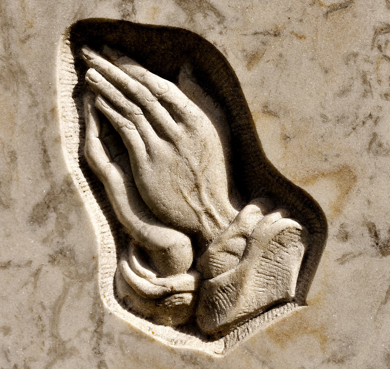 praying hands religious granite free photo