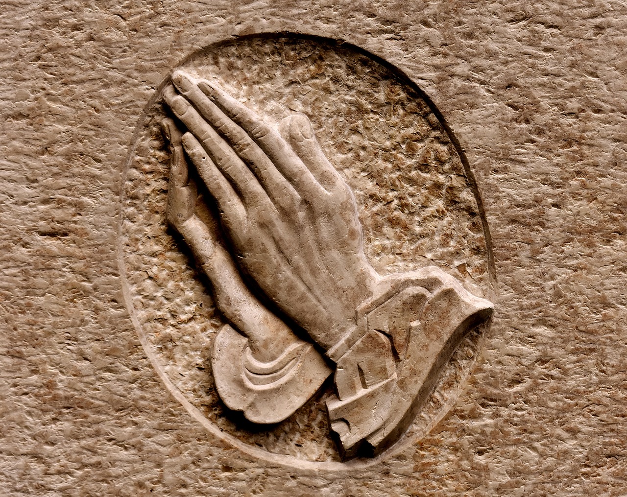 praying hands religious stone free photo