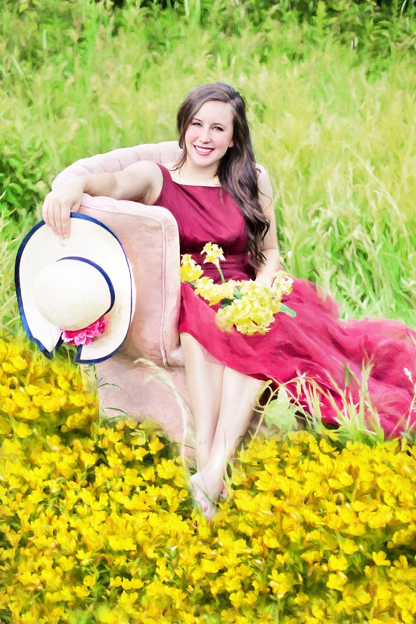 pretty woman flowers yellow free photo