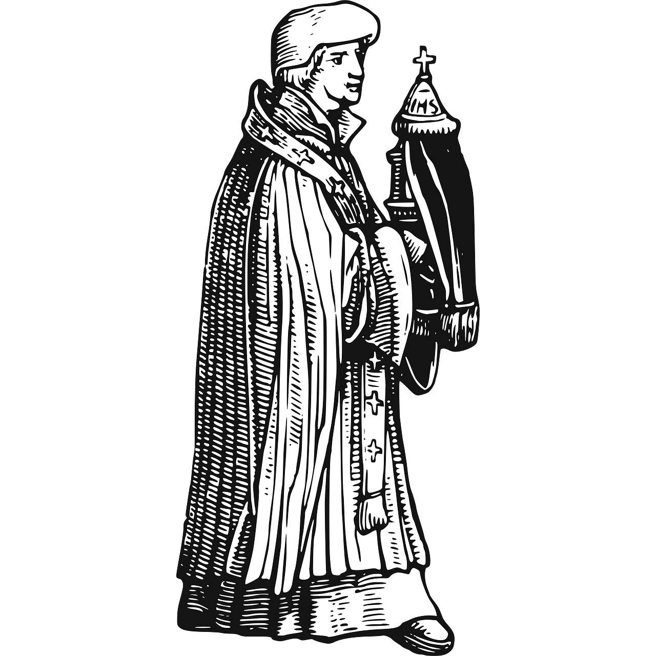 priest middle ages wood engraving free photo